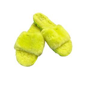 UGG Women's Slide Slippers Size 10 Neon Green Shearling Open Toe